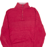 CHAPS Mens Patterned Jumper Red 1/4 Zip Tight Knit S