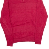CHAPS Mens Patterned Jumper Red 1/4 Zip Tight Knit S