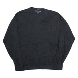 TOMMY HILFIGER Mens Jumper Black V-Neck Tight Knit L