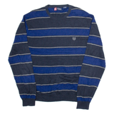 CHAPS Mens Jumper Blue Striped Tight Knit XL