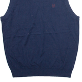 CHAPS Womens Vest Blue V-Neck Tight Knit Sleeveless M
