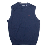 CHAPS Womens Vest Blue V-Neck Tight Knit Sleeveless M