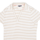 TOMMY HILFIGER Womens Polo Shirt Beige Striped XL