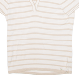TOMMY HILFIGER Womens Polo Shirt Beige Striped XL