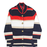 HOBBS LONDON Womens Overcoat Coat Black Striped UK 14