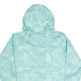 ASICS Womens Rain Jacket Blue Nylon Hooded Crazy Pattern M