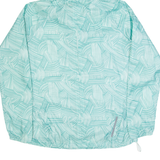 ASICS Womens Rain Jacket Blue Nylon Hooded Crazy Pattern M