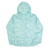 ASICS Womens Rain Jacket Blue Nylon Hooded Crazy Pattern M