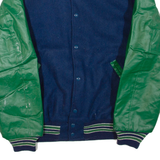 Mens Jacket Blue Wool Colourblock L