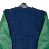 Mens Jacket Blue Wool Colourblock L