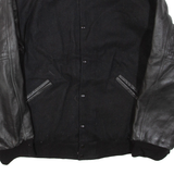GAME Mens Jacket Black Leather Wool USA XL