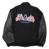 GAME Mens Jacket Black Leather Wool USA XL