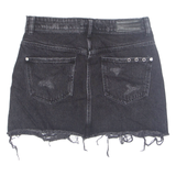 ZARA Womens Mini Skirt Black Short Denim S