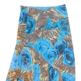 Stretch Womens Flare Skirt Blue Knee Length Floral M