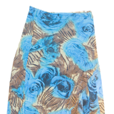 Stretch Womens Flare Skirt Blue Knee Length Floral M