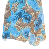 Stretch Womens Flare Skirt Blue Knee Length Floral M