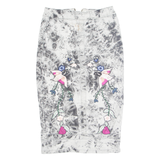 IORANE Womens Pencil Skirt Black Knee Length Denim Crazy Pattern M