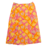 EDU CARE Womens A-Line Skirt Orange Midi Floral M
