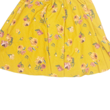 ZARA Womens Skater Skirt Yellow Short Floral S