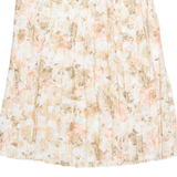 Womens Pleated Skirt Cream Knee Length Floral M