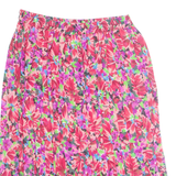 Womens Pleated Skirt Red Knee Length Floral M