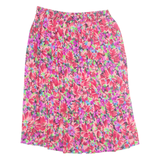 Womens Pleated Skirt Red Knee Length Floral M