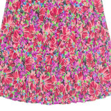 Womens Pleated Skirt Red Knee Length Floral M