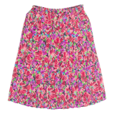 Womens Pleated Skirt Red Knee Length Floral M