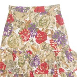 Layered Womens A-Line Skirt Beige Knee Length Viscose Floral M