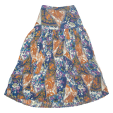 Womens Pleated Skirt Blue Long Floral M