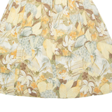 Womens Pleated Skirt Beige Midi Viscose Floral L
