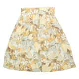 Womens Pleated Skirt Beige Midi Viscose Floral L