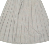 Womens Pleated Skirt Beige Midi Check UK 4