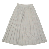 Womens Pleated Skirt Beige Midi Check UK 4