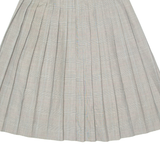 Womens Pleated Skirt Beige Midi Check UK 4