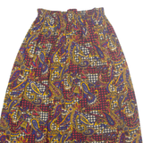 Womens A-Line Skirt Red Midi Crazy Pattern XS
