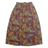 Womens A-Line Skirt Red Midi Crazy Pattern XS