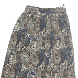Womens Pleated Skirt Beige Long Viscose Floral UK 12