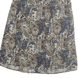 Womens Pleated Skirt Beige Long Viscose Floral UK 12