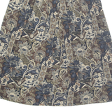 Womens Pleated Skirt Beige Long Viscose Floral UK 12