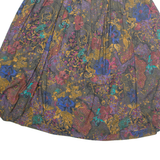 Womens A-Line Skirt Grey Midi 90s Floral M