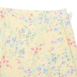 DONNELLY Womens Wrap Skirt Yellow Knee Length Floral UK 12