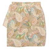 DONCASTER Womens Wrap Skirt Beige Knee Length Silk Paisley S