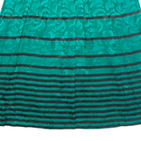 Womens A-Line Skirt Green Midi Silk Striped L