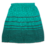 Womens A-Line Skirt Green Midi Silk Striped L