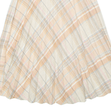 Womens Pleated Skirt Cream Midi Check S