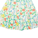 Belted Womens Pleated Skirt Cream Midi Floral M