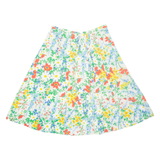Belted Womens Pleated Skirt Cream Midi Floral M