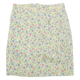 LADIES STAG Womens Straight Skirt Green Knee Length Floral UK 14