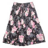 Womens A-Line Skirt Black Midi Floral M